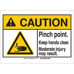 Brady™ Machine and Equipment Label: PINCH POINT KEEP HANDS CLEAR MODERATE INJURY COULD RESULT