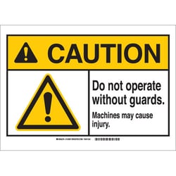 Brady™ Machine and Equipment Label: DO NOT OPERATE WITHOUT GUARDS MACHINES. MAY CAUSE INJURY.