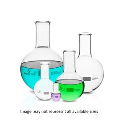 Supertek™ Round Bottom Clear Glass Flasks with Enameled Area for Marking