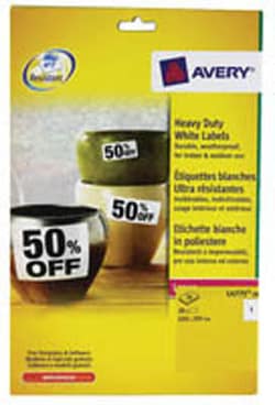 Avery Dennison Avery laser label, heavy duty, one per sheet, 209mm x 294mm,