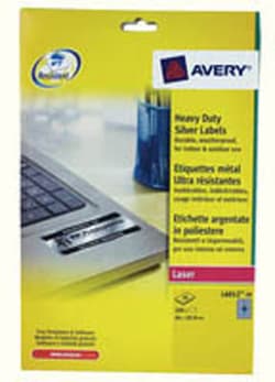 Avery Dennison Avery heavy duty laser label, silver, 10mm x 20 sheets,