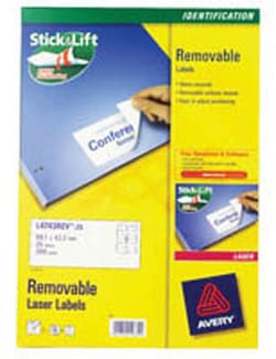 Avery Dennison Avery removable label, 99.1mm x 42.3mm, white, Quantity: