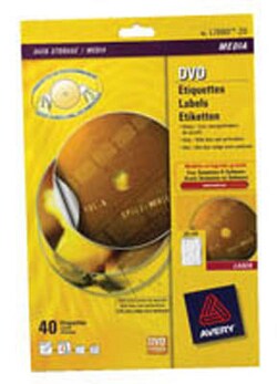 Avery Dennison Avery full face DVD optimised label, white, pack of 20,