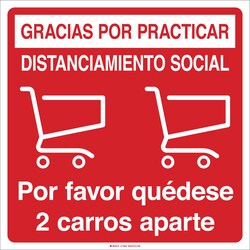 Brady Please Stay 2 Carts Apart (COVID-19) Vinyl Floor Sign Spanish | Buy Online | Brady&trade; | Fisher Scientific