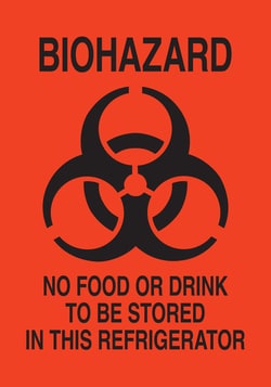 Brady&trade;&nbsp;Sign BIOHAZARD NO FOOD OR DRINK TO BE STORED IN THIS REFRIGERATOR