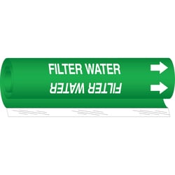 Brady&trade;&nbsp;Filter Water High Performance Pipe Marker, 0.375 to 0.5 in., White on Green