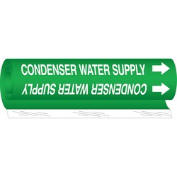 Brady&trade;&nbsp;Condenser Water Supply High Performance Pipe Marker, 0.375 to 0.5 in., White on Green