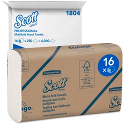 Kimberly-Clark™ Scott™ Multifold 1 Ply Paper Hand Towels 1804, 16 Packs
