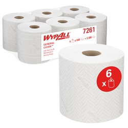 Kimberly-Clark WypAll L20 General Clean Cleaning and Maintenance Wiping Paper, 2 Ply Centrefeed Rolls, 6 Rolls x 550 Paper Wipers (3,300 Total) White | Buy Online | Kimberly-Clark&trade; | Fisher Scientific