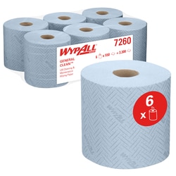 Kimberly-Clark&trade;&nbsp;WypAll&trade; L20 General Clean&trade; Cleaning and Maintenance Wiping Paper, 2 Ply Centrefeed Rolls, 6 Rolls x 550 Paper Wipers (3,300 Total)