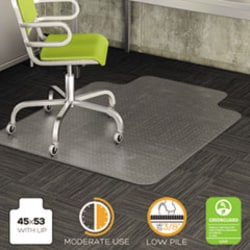 Enterprise Technology Solutions&nbsp;DEFLECTO DuraMat Moderate Use Chair Mat for Low Pile Carpet, 45 x 53, Wide Lipped, Clear