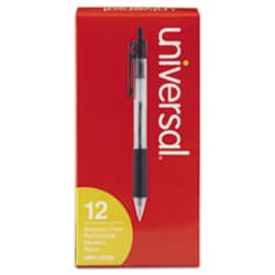 Enterprise Technology Solutions&nbsp;Comfort Grip Ballpoint Pen, Retractable, Medium 1 mm, Black Ink, Clear Barrel, Dozen