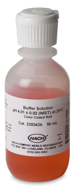 Hach Company Buffer Solution, pH 4.01, Color-coded Red, 50 mL, Quantity: