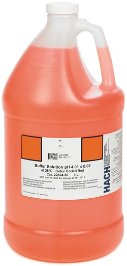 Hach Company Buffer Solution, pH 4.01, Color-coded Red, 4L, Quantity: Each