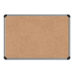 Enterprise Technology Solutions&nbsp;Cork Board with Aluminum Frame, 24 x 18, Tan Surface