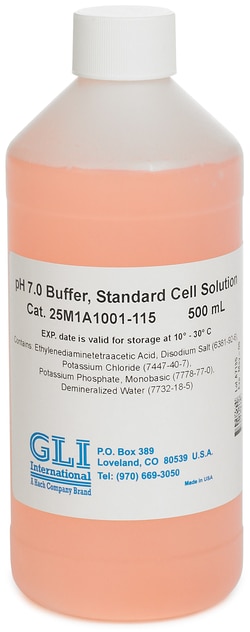 Hach Company GLI pH 7.0 Buffer, Std Cell, 500 mL, Quantity: Each of 1
