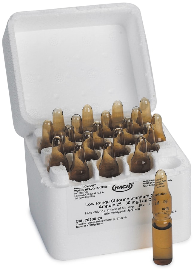 Hach Company Chlorine Standard Solution, 5075 mg/L as Cl2, pk/20 2