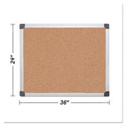 Enterprise Technology Solutions&nbsp;Value Cork Bulletin Board with Aluminum Frame, 24 x 36, Tan Surface, Silver Aluminum Frame
