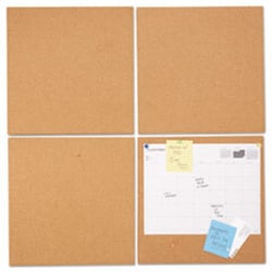 Enterprise Technology Solutions&nbsp;Cork Tile Panels, 12 x 12, Brown Surface, 4/Pack