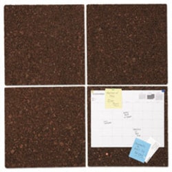 Enterprise Technology Solutions Cork Tile Panels, 12 x 12, Dark Brown Surface,