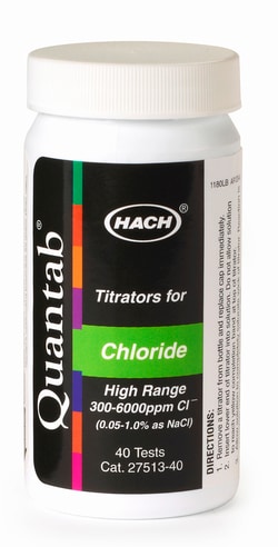 Hach Company Chloride QuanTab Test Strips, 300-6000 mg/L, Quantity: Each