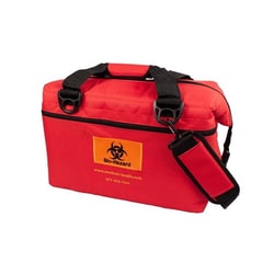 Medicus Health&nbsp;Specimen Transport Insulated Tote, Softside, Shoulder Strap, Medium, Red