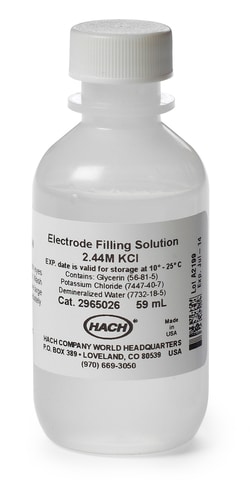 Hach Company Filling Solution, Reference, 2.44 M KCl, 59 mL, Quantity: