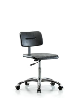 Fisherbrand Desk Height Vinyl Mini-Stool with Casters Bluebird | Buy Online | Fisher Scientific