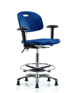 Fisherbrand Medium Bench Height Vinyl Mini-Stool with Foot Ring and Casters Marine Blue | Buy Online | Fisher Scientific