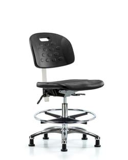 Fisherbrand Medium Bench Height Vinyl Mini-Stool with Foot Ring and Casters Elephant Gray | Buy Online | Fisher Scientific