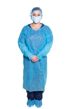 Dukal Isolation Gown Color: Blue; Size: 115 x 137 cm:Personal Protective