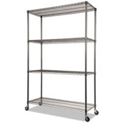 Enterprise Technology Solutions&nbsp;Nsf Certified 4-Shelf Wire Shelving Kit With Casters, 48w X 18d X 72h, Black Anthracite