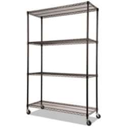 Enterprise Technology Solutions&nbsp;Nsf Certified 4-Shelf Wire Shelving Kit With Casters, 48w X 18d X 72h, Black