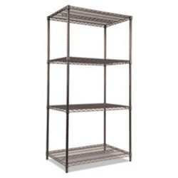 Enterprise Technology Solutions&nbsp;Wire Shelving Starter Kit, Four-Shelf, 36w X 24d X 72h, Black Anthracite