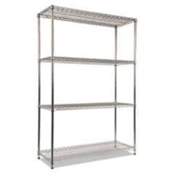 Enterprise Technology Solutions&nbsp;NSF Certified Industrial Four-Shelf Wire Shelving Kit, 48w x 18d x 72h, Silver