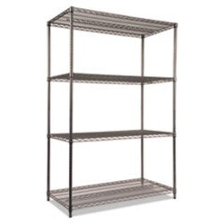 Enterprise Technology Solutions&nbsp;Wire Shelving Starter Kit, Four-Shelf, 48w X 24d X 72h, Black Anthracite