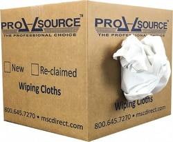 MSC PRO-SOURCE R010-W39-10 Cotton Reclaimed Rags White, Sheeting, Lint