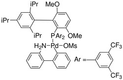 Strem, An Ascensus Company CAS# 2102544-35-2. 100mg. Methanesulfonato[2-bis(3,5-di(trifluoromethyl)phenylphosphino)-3,6-dimethoxy-2',4',6'-tri-i-propyl-1,1'-biphenyl](2'-amino-1,1'-biphenyl-2-yl)palladium(II),