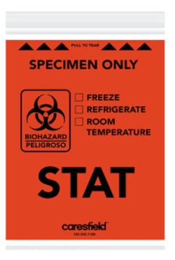 Caresfield&nbsp;Red STAT Specimen Transport Bag