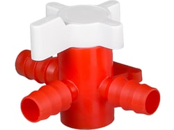 BURKLE INC&nbsp;Three-way valve, PP/PE, Ø 0.43-0.51 in. (11-13 mm), NW 0.31 in. (8 mm),red/white