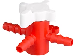 BURKLE INC&nbsp;Three-way valve, PP/PE, Ø 0.20-0.28 in. (5-7 mm), NW 0.16 in. (4 mm), red/white