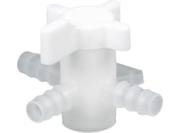 BURKLE INC&nbsp;Three-way valve, PVDF, Ø 0.35-0.43 in. (9-11 mm), NW 0.31 in. (8 mm), white