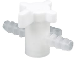 BURKLE INC&nbsp;Two-way valve, PVDF, Ø 0.28-0.35 in. (7-9 mm), NW 0.24 in. (6 mm), white