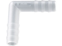 BURKLE INC&nbsp;Angled connector, PVDF, for Ø 0.28-0.35 in. (7-9 mm), cylindrical