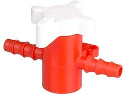 BURKLE INC&nbsp;Two-way valve, PP/PE, Ø 0.20-0.28 in. (5-7 mm), NW 0.16 in. (4 mm), red/white