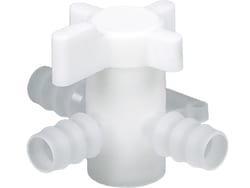 BURKLE INC&nbsp;Three-way valve, PVDF, Ø 0.43-0.51 in. (11-13 mm), NW 0.31 in. (8 mm), white
