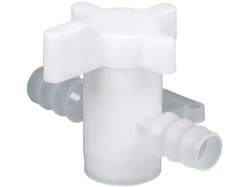 BURKLE INC&nbsp;Two-way valve, PVDF, Ø 0.43-0.51 in. (11-13 mm), NW 0.31 in. (8 mm), white