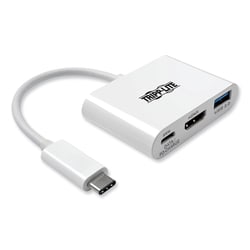 Essendant Tripp Lite by Eaton USB 3 1 Gen 1 USB-C to HDMI 4K Adapter  USB-A/USB-C PD Charging Ports  3  White