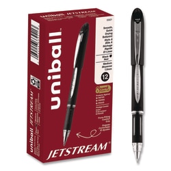 Essendant&nbsp;uniball Jetstream Hybrid Gel Pen  Stick  Bold 1 mm  Black Ink  Black/Silver Barrel