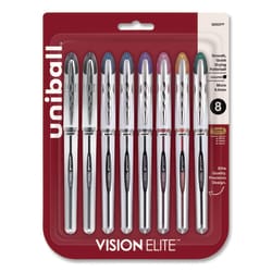 Essendant&nbsp;uniball VISION ELITE Hybrid Gel Pen  Stick  Fine 0 5 mm  Assorted Ink and Barrel Colors  8/Pack
